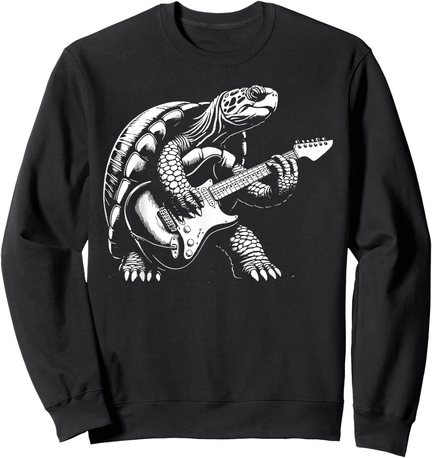 Bassist Turtle Playing Bass Guitar Shirt Men Playing Guitar Sweatshirt - Sweatshirt | Black