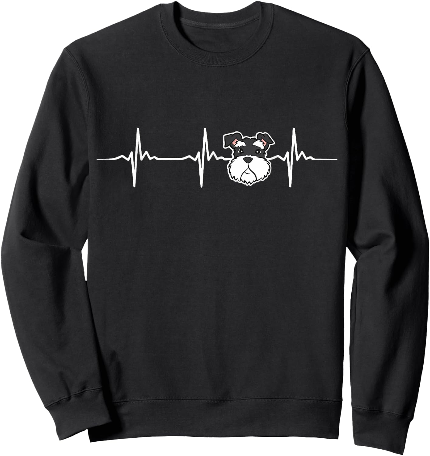 Schnauzer Dog Heartbeat Cute Schnauzer Dog Sweatshirt - Sweatshirt | Black