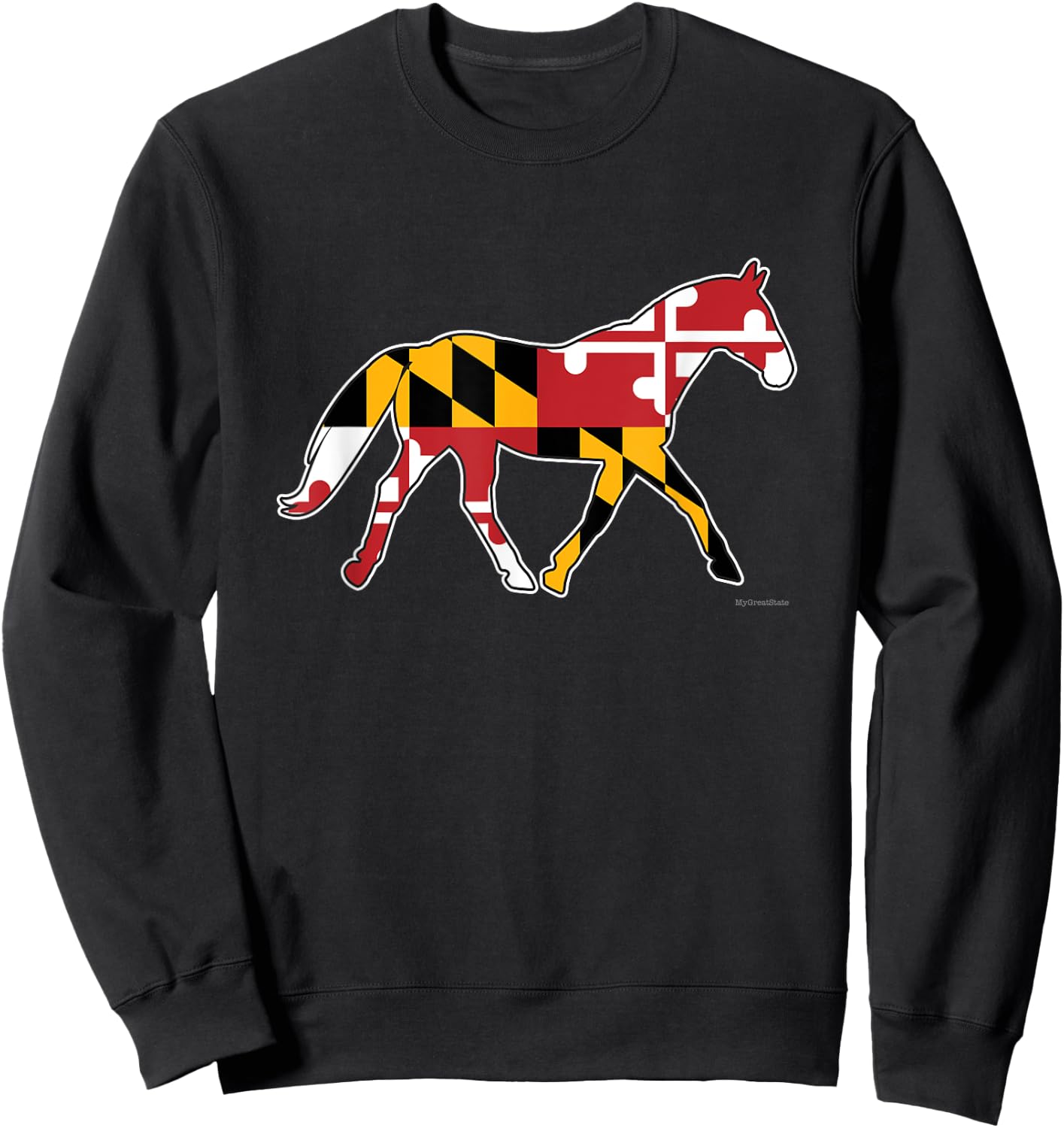 Maryland Horse Flag Decal - Maryland Horses Shirt Sweatshirt - Sweatshirt | Black
