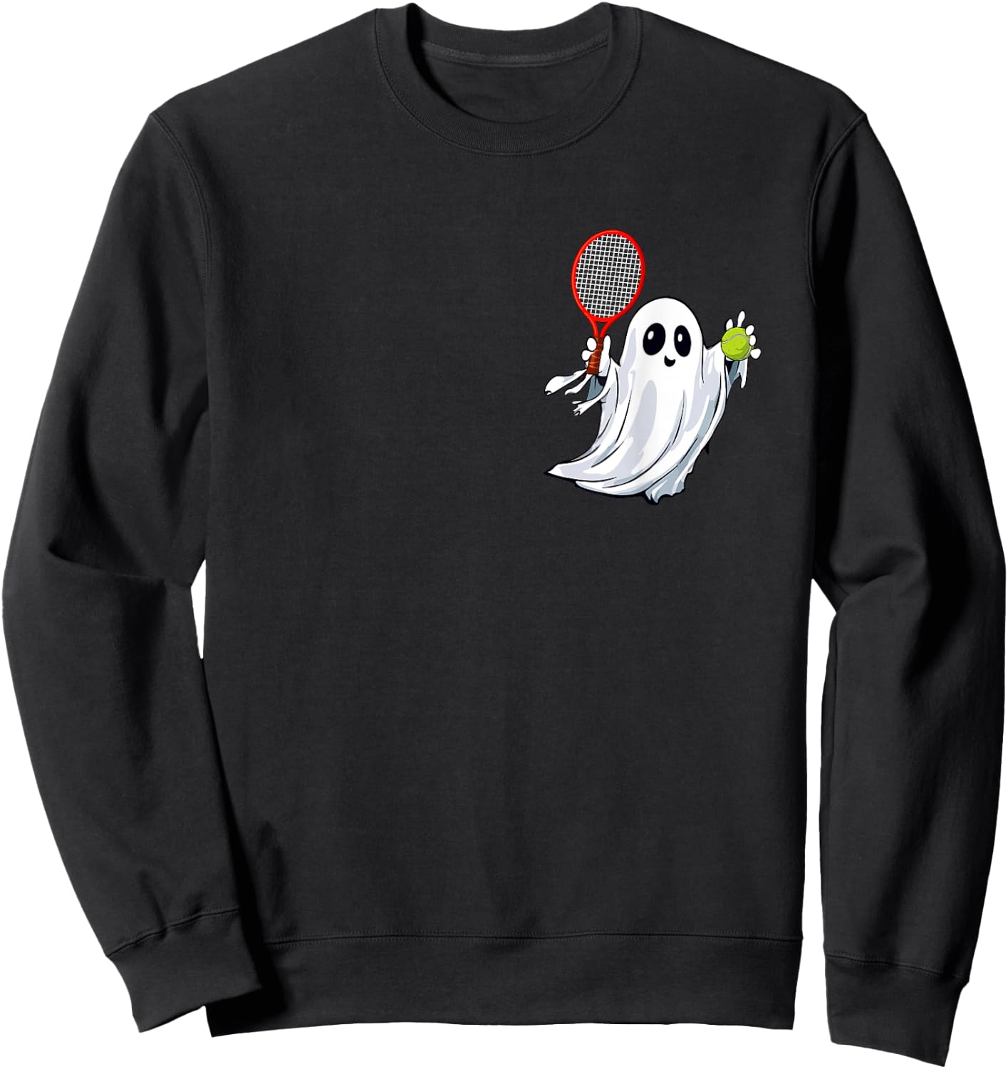 Boo Ghost Playing Tennis Halloween Costume Player Kids Sweatshirt - Sweatshirt | Black