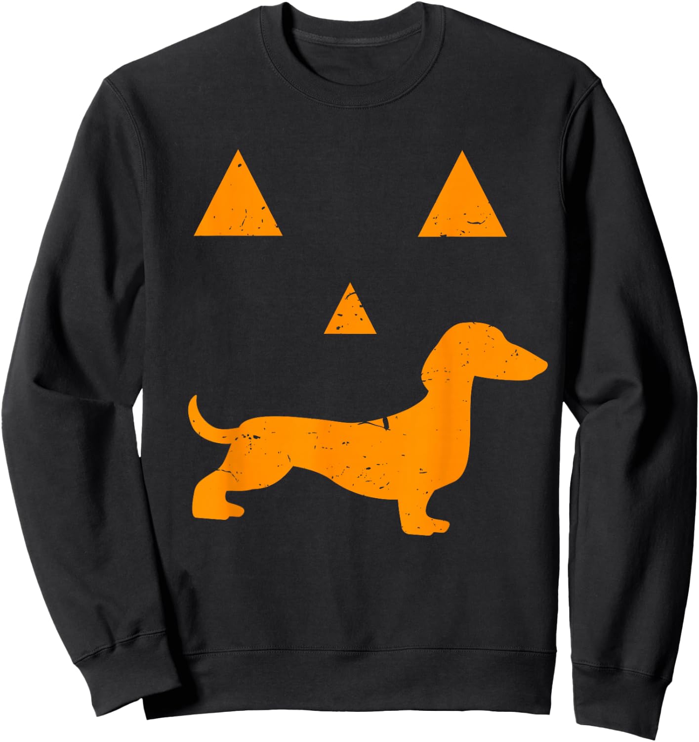 Halloween Pumpkin Dachshund Jack-o-lantern Costume Sweatshirt - Sweatshirt | Black