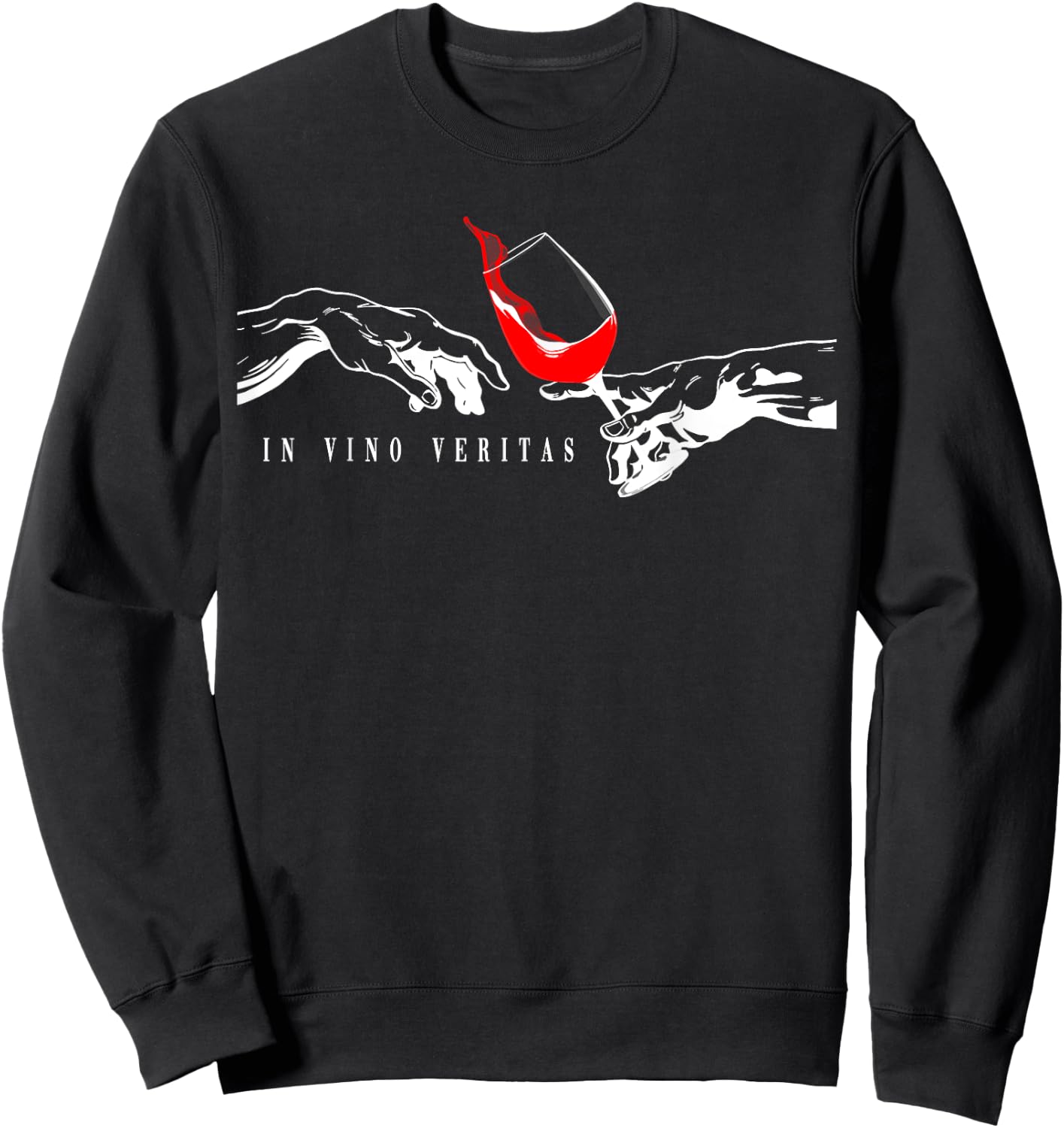 IN VINO VERITAS Creation of Adam Vino Digga Red Wine Sweatshirt - Sweatshirt | Black