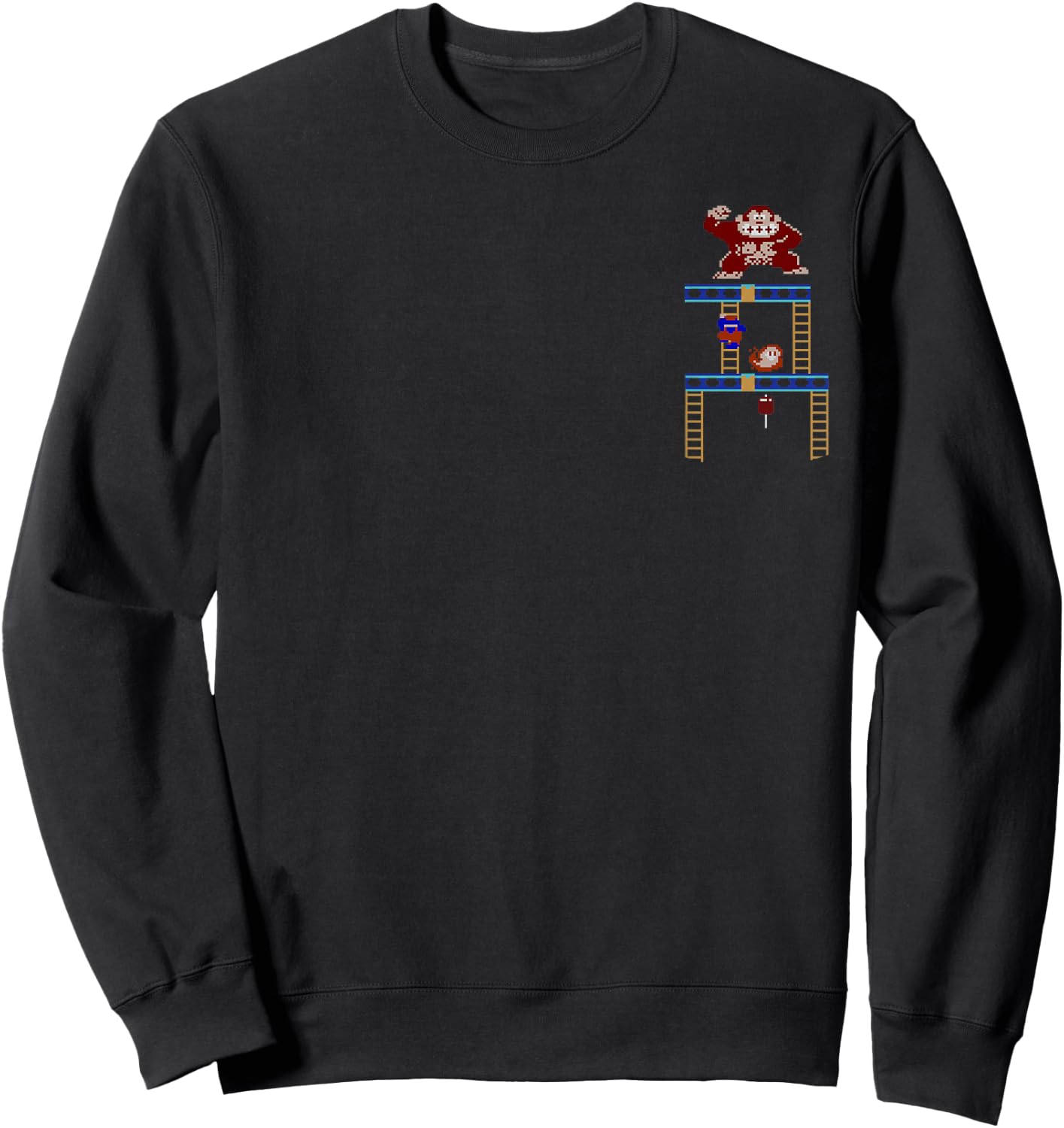 Super Mario Donkey Kong Ladder Pixel Game Scene Portrait Sweatshirt - Sweatshirt | Black