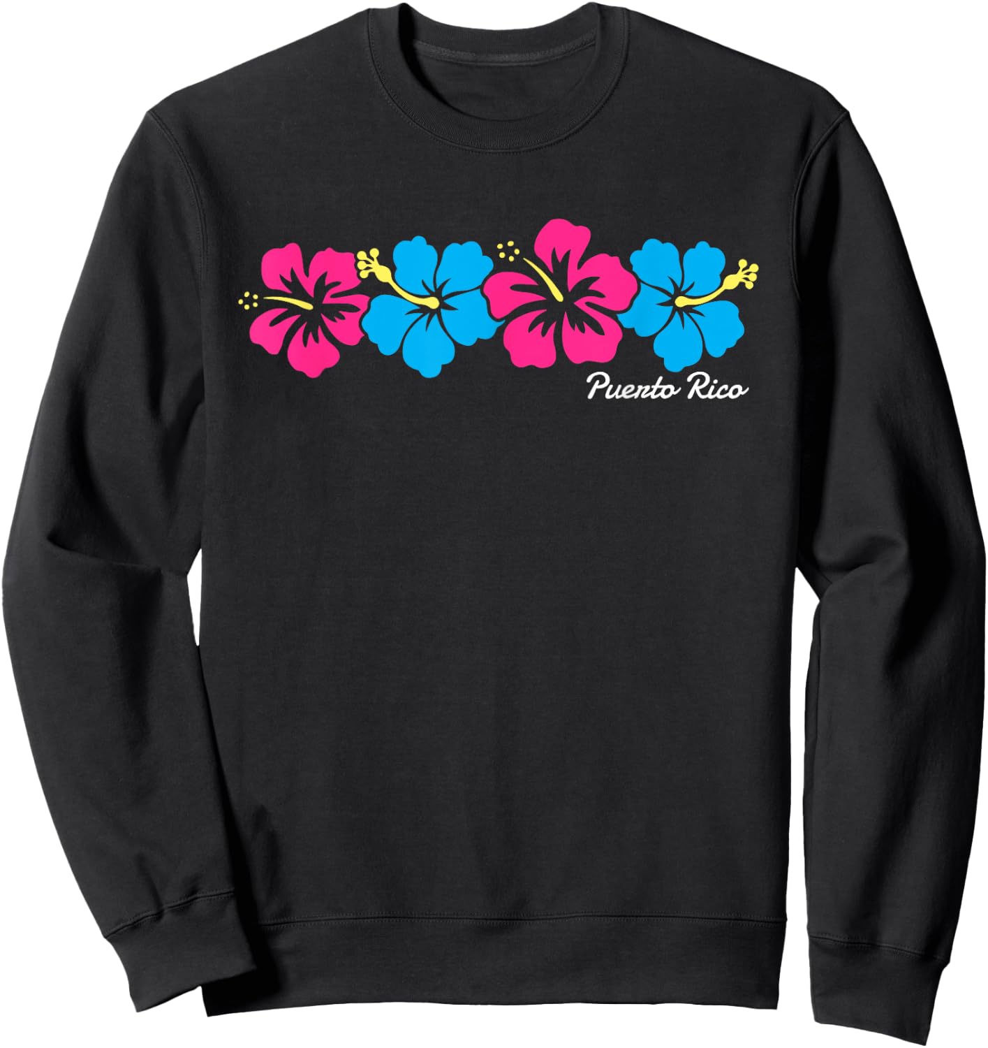 Puerto Rico Hibiscus Flower Boys Girls Vacation Souvenir Sweatshirt - Sweatshirt | Black