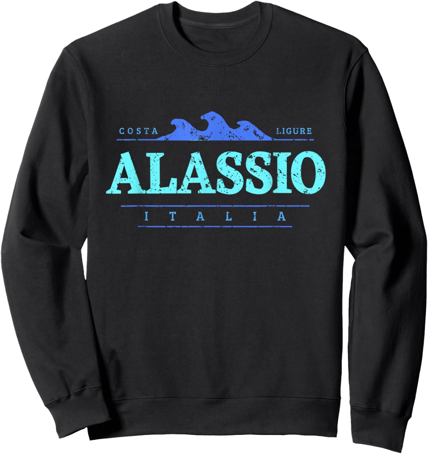 Alassio Italia | Alassio Liguria Italy Shoreline Sweatshirt - Sweatshirt | Black