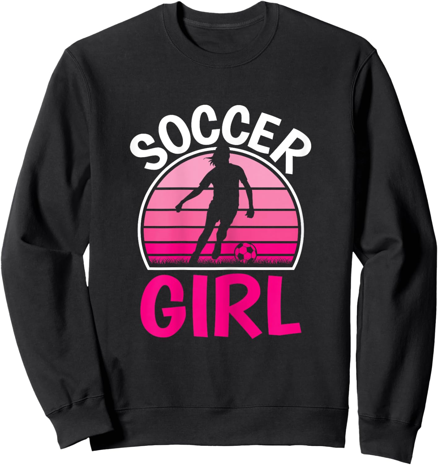 Cute Soccer Girl Pink Soccer Player Women Girls Sweatshirt - Sweatshirt | Black
