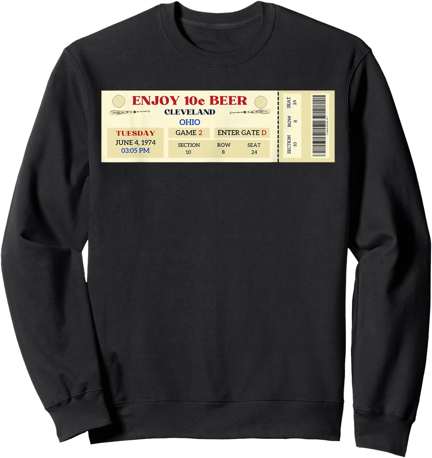 Cleveland 10 cent beer night Ticket Ohio Sweatshirt - Sweatshirt | Black
