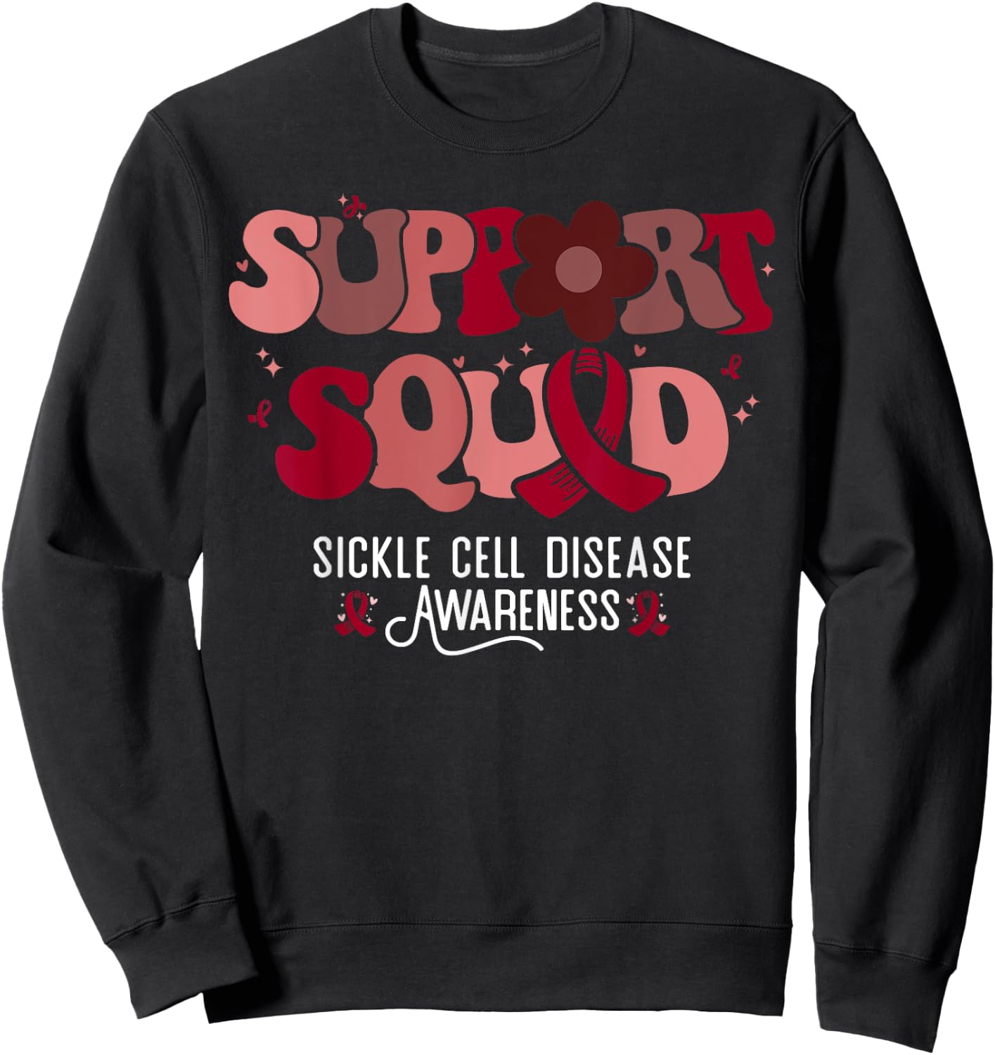 Sickle Cell Warrior Groovy Support Squad Sickle Cell Anemia Sweatshirt - Sweatshirt | Black