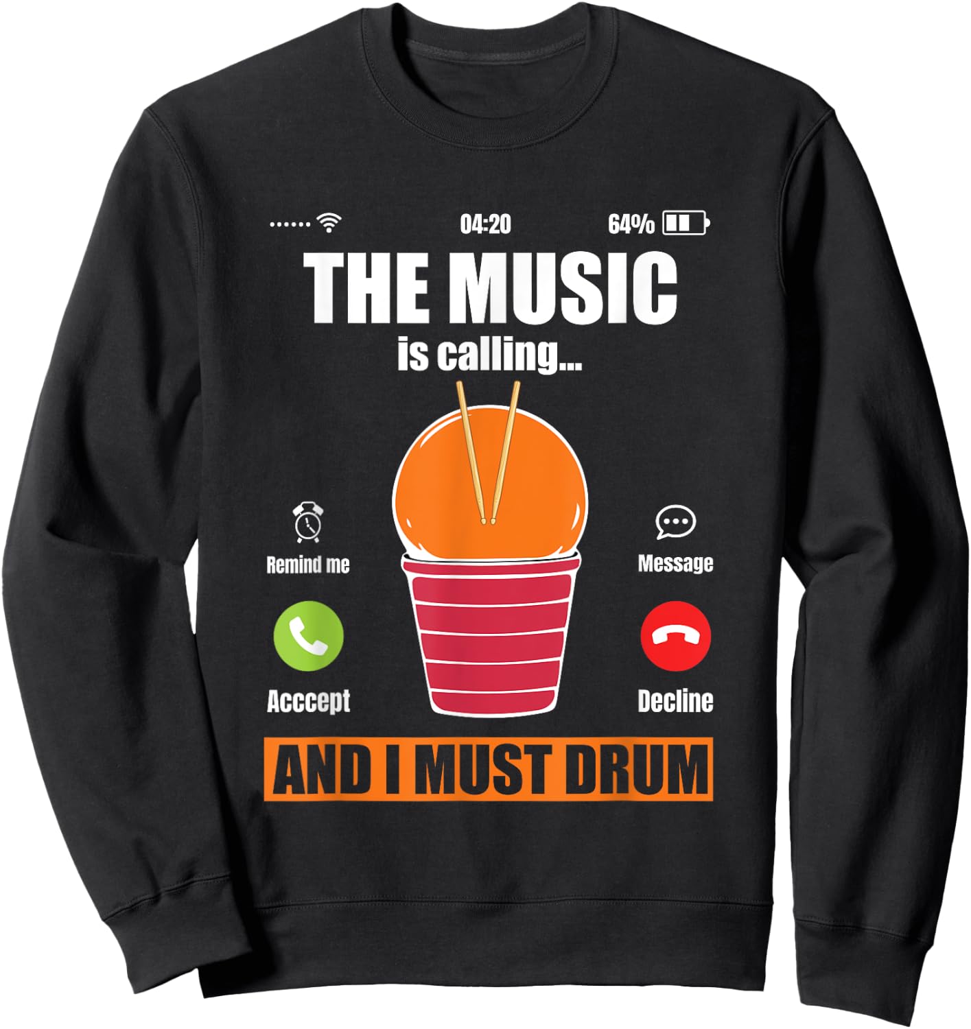 Funny Cardio Drumming Workout Gym Fitness Class Exercise Sweatshirt - Sweatshirt | Black