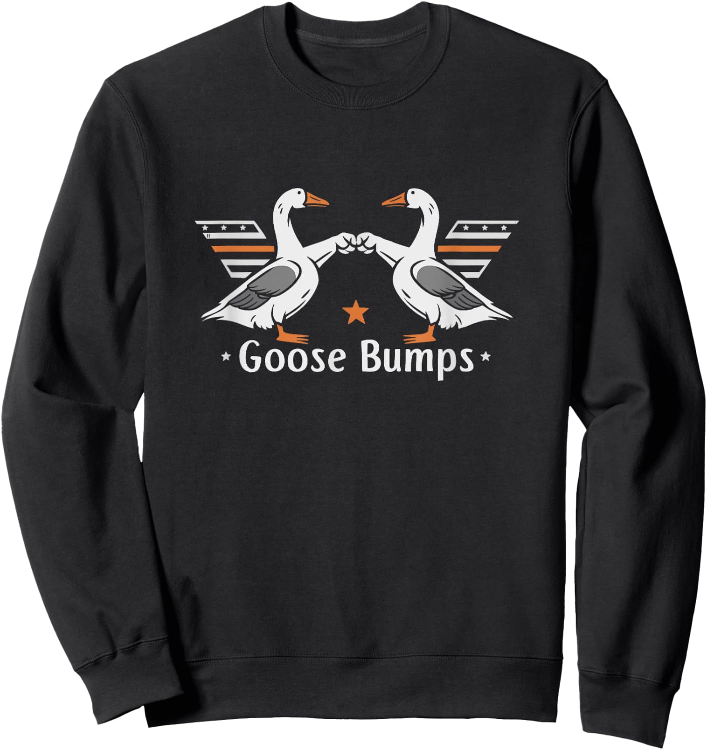 Goose Bumps Pun Fist Bump Funny Vintage Cartoon Geese Sweatshirt - Sweatshirt | Black