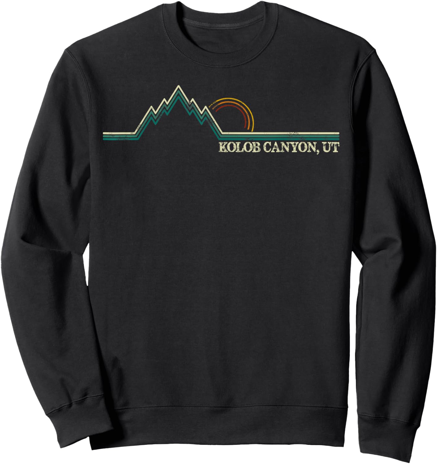 Kolob Canyon Utah Retro Mountain Climbing Summer Sweatshirt - Sweatshirt | Black
