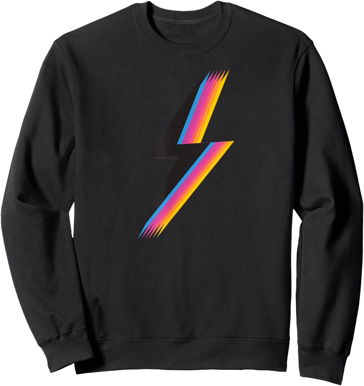 Lightning Bolt with Cool Colorful Retro Graphic Sweatshirt - Sweatshirt | Black