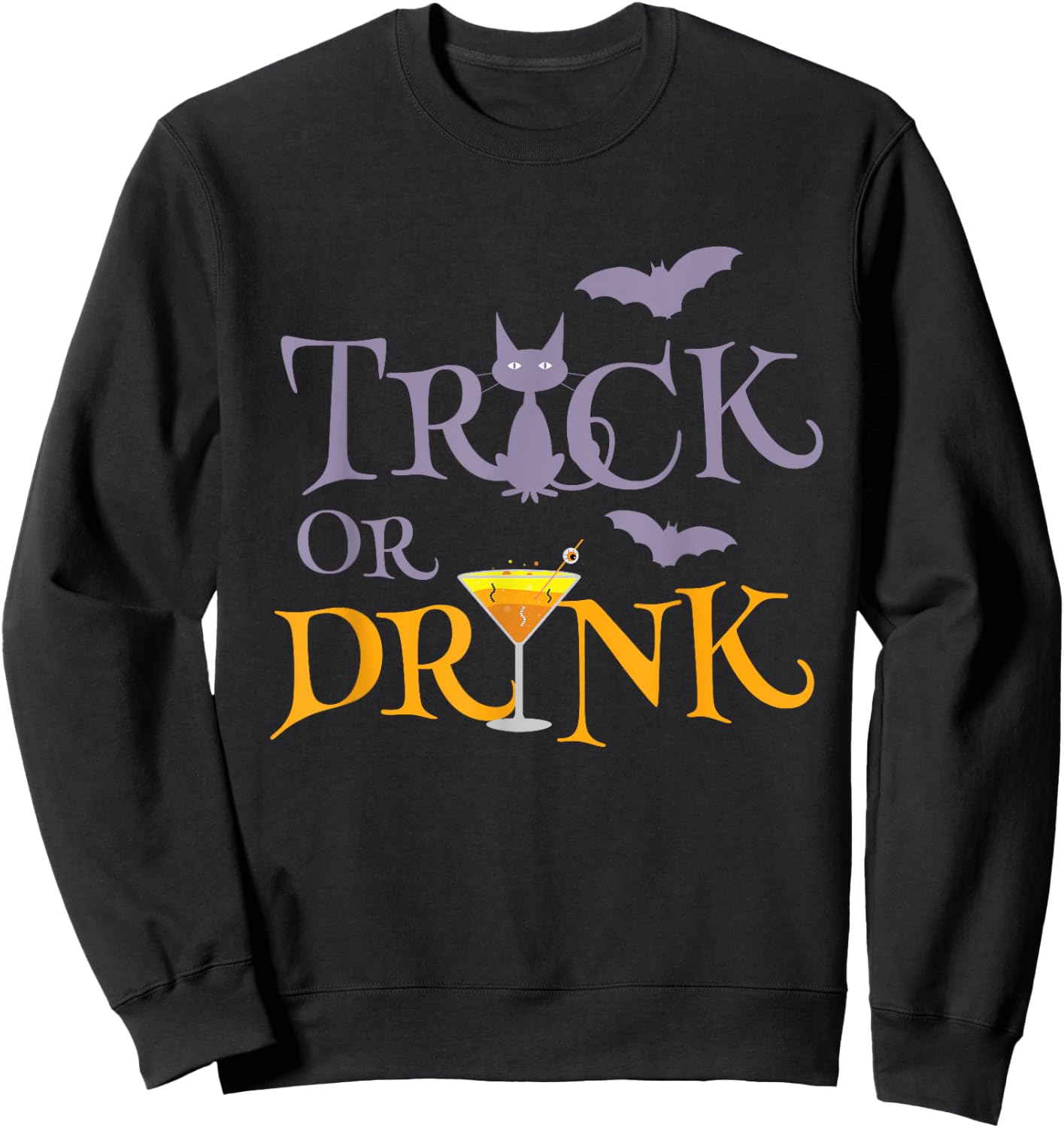 Funny Witch Cocktail Martini Halloween Drink Up Sweatshirt - Sweatshirt | Black