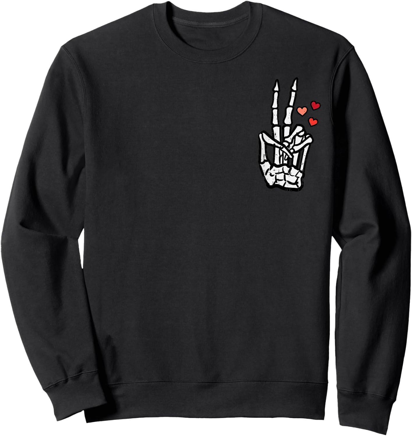 Valentines Day Skeleton Hand Peace Pocket Men Women Kids Sweatshirt - Sweatshirt | Black