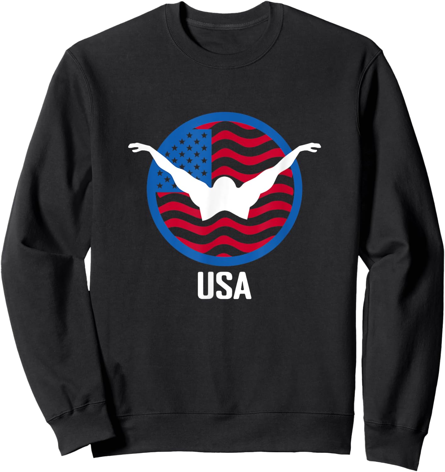 USA Swim Shirt, USA Summer Swimming 2024 Games Men Women Kids Sweatshirt - Sweatshirt | Black