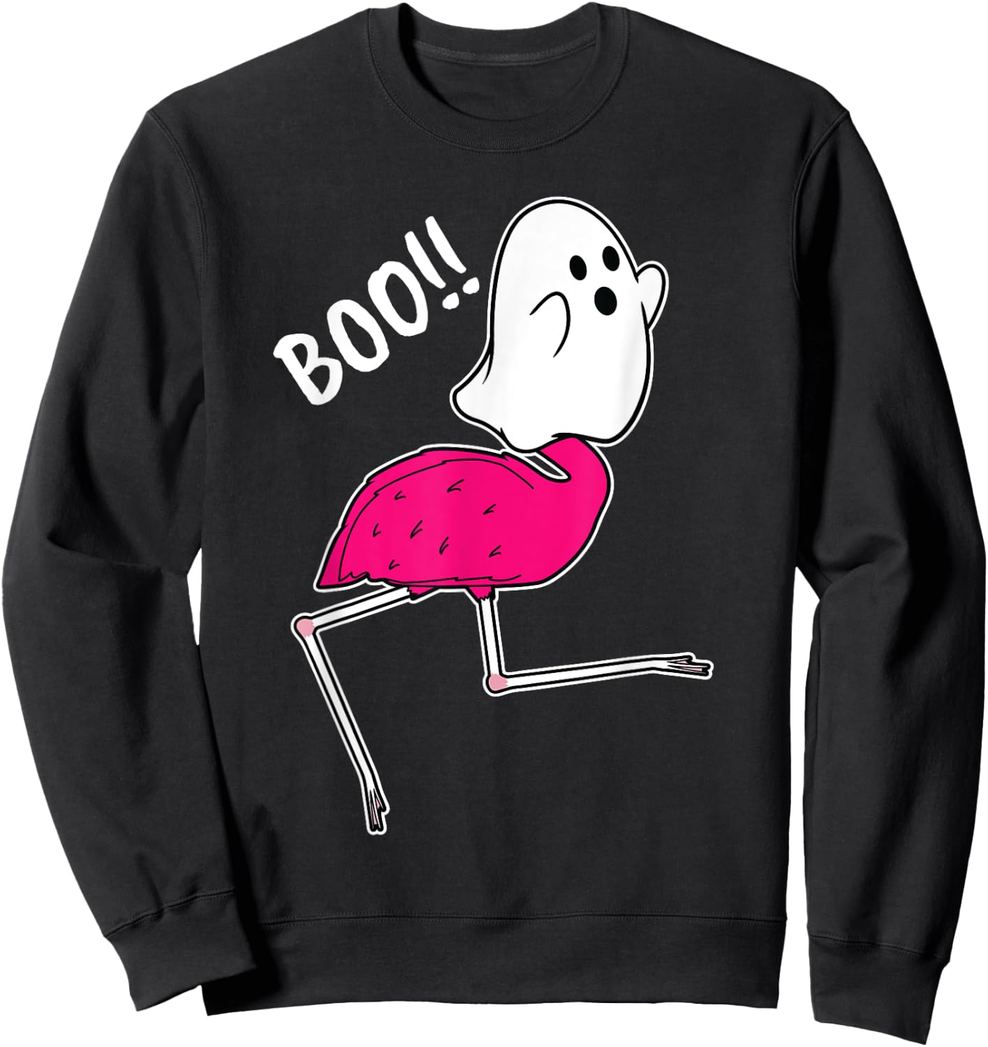 Flamingo Ghost Boo Lazy DIY Halloween Costume Funny Animal Sweatshirt - Sweatshirt | Black