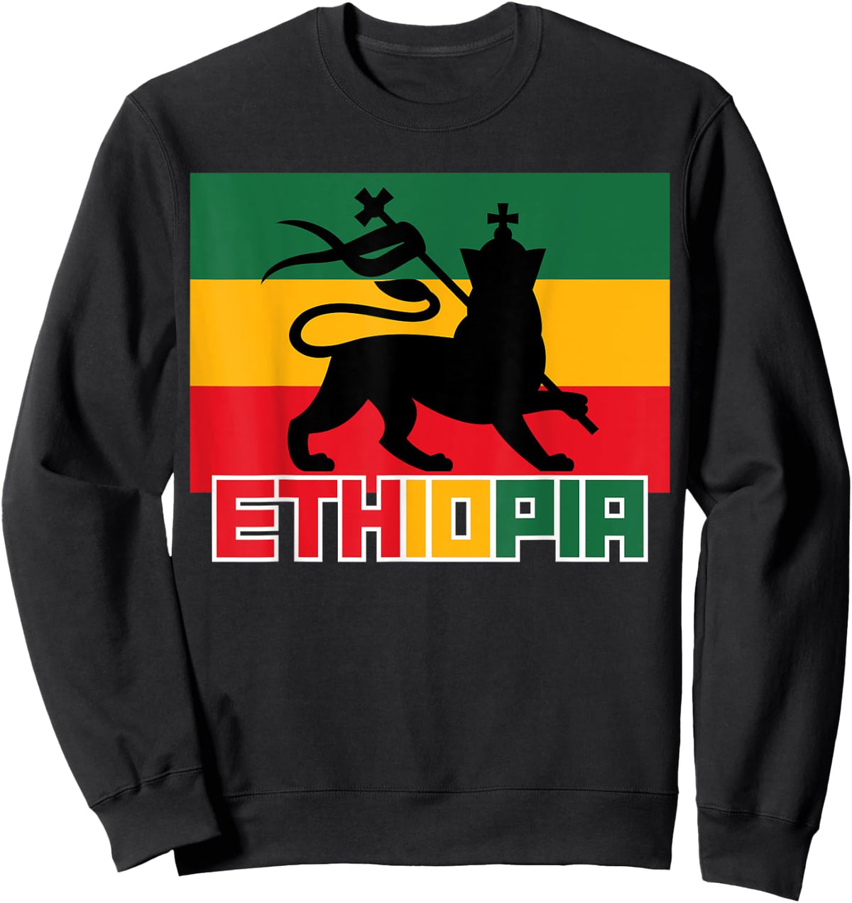 Ethiopia Ethiopian Apparel Lion Of Judah Art Design Sweatshirt - Sweatshirt | Black