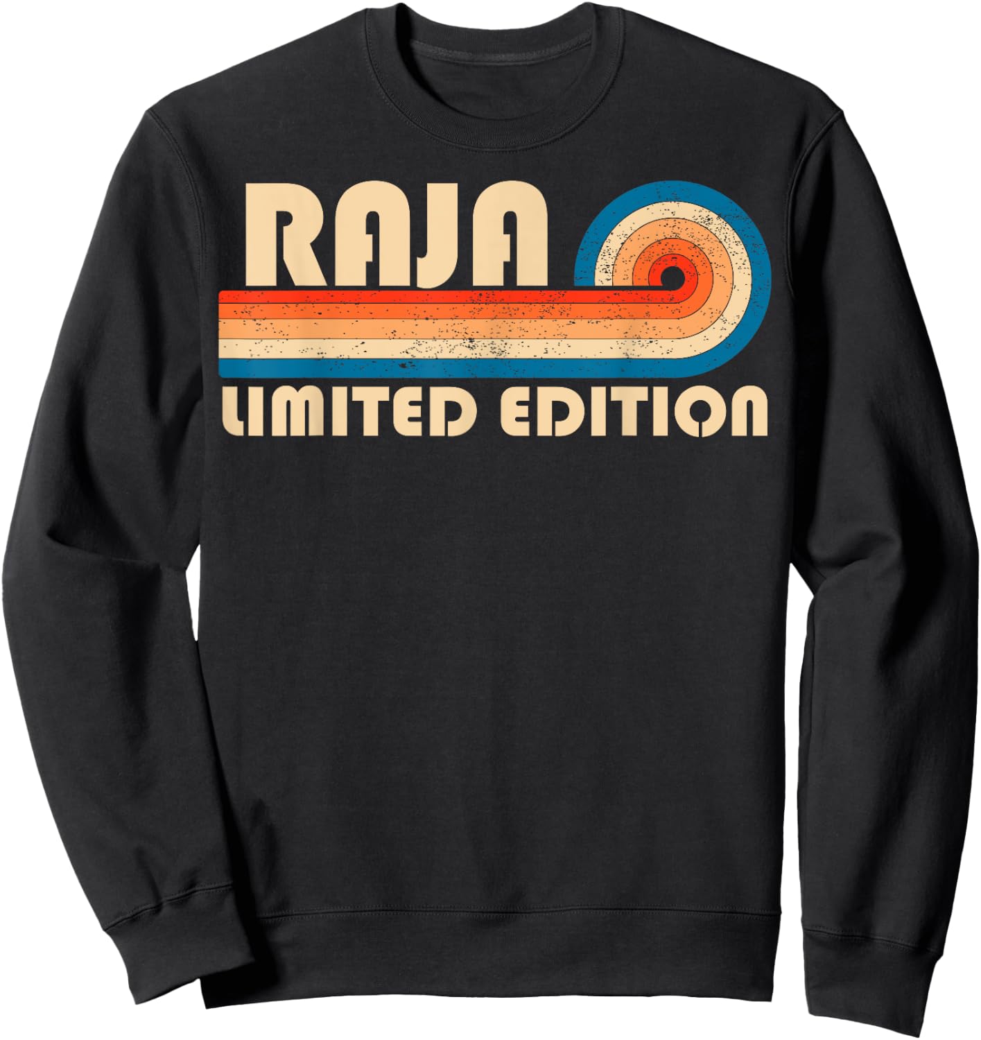 RAJA Surname Retro Vintage 80s 90s Birthday Reunion Sweatshirt - Sweatshirt | Black