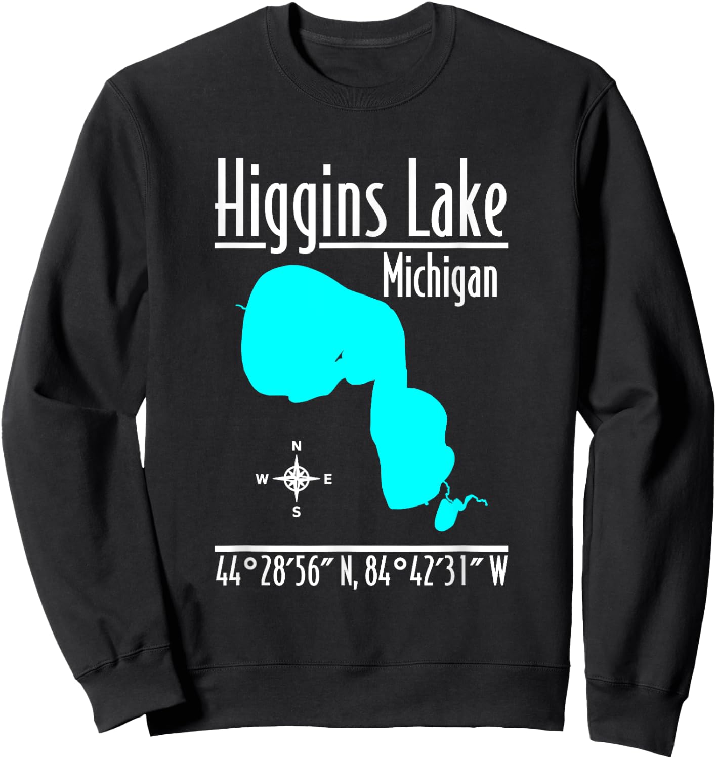 Modern Higgins Lake - Michigan Sweatshirt - Sweatshirt | Black