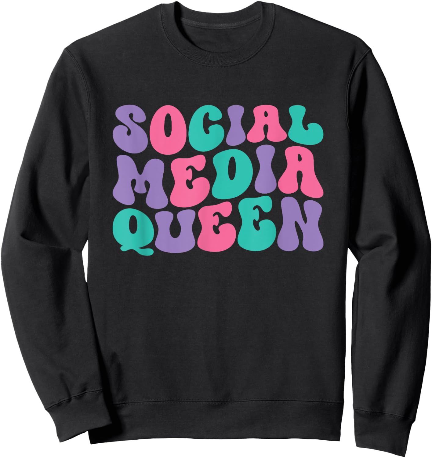 Social Media Queen Retro Vintage Groovy Wavy Sweatshirt - Sweatshirt | Black