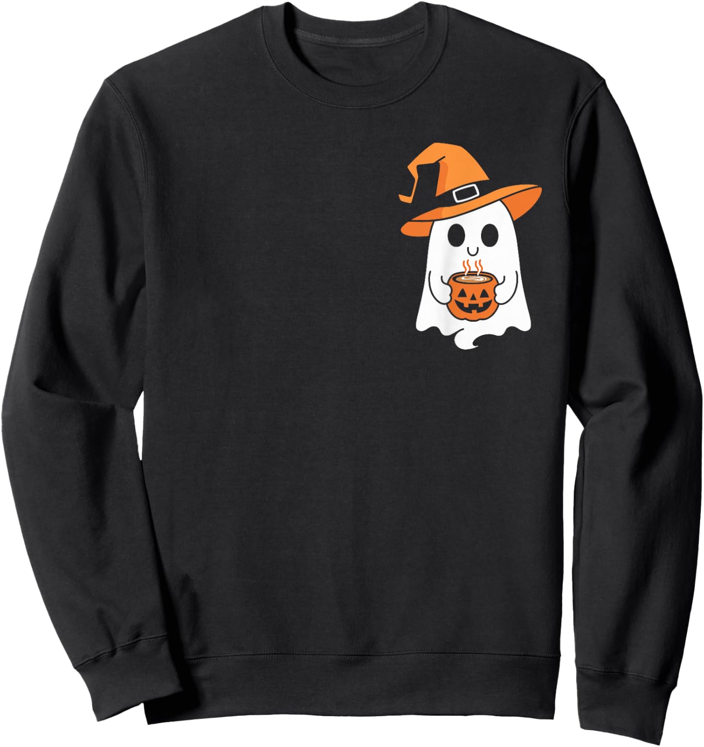Ghost Drinking Coffee Funny Halloween Costume Coffee Lover Sweatshirt - Sweatshirt | Black