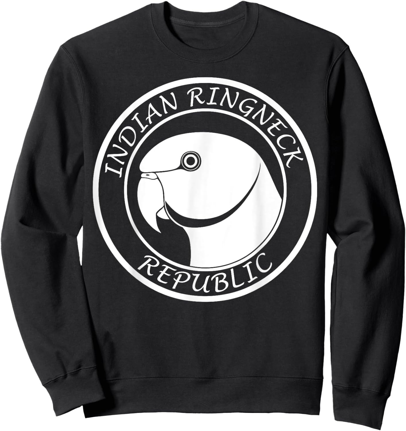 Indian Ringneck Parrot Face (White) Sweatshirt - Sweatshirt | Black