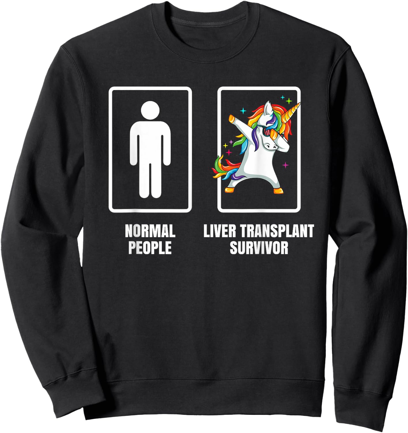 Dabbing Unicorn Liver Transplant Survivor Organ Recipient Sweatshirt - Sweatshirt | Black