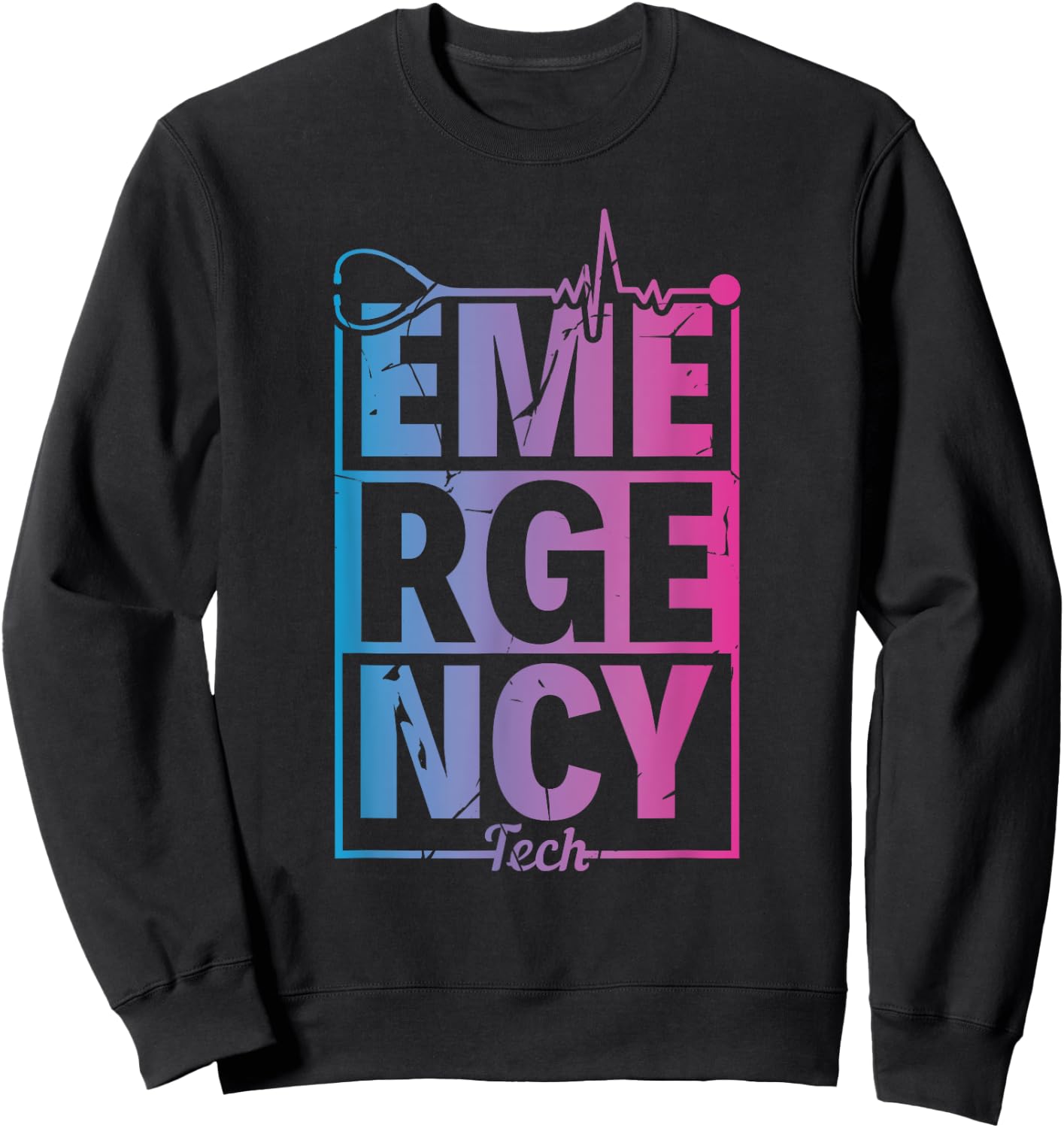 ER Tech Emergency Room Technologist Apparel Adult X-Small Black Short Sleeve Modern Sweatshirt - Sweatshirt | Black