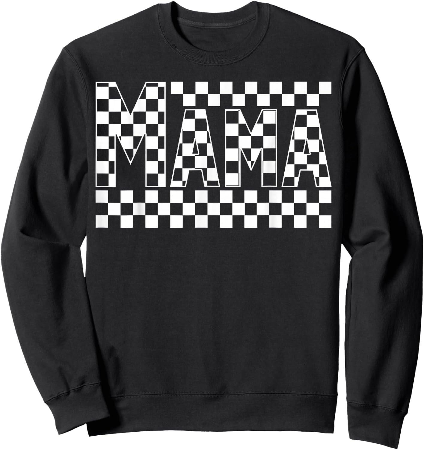 Funny Retro Checkered Mama Vintage Mom Mother's Day Sweatshirt - Sweatshirt | Black