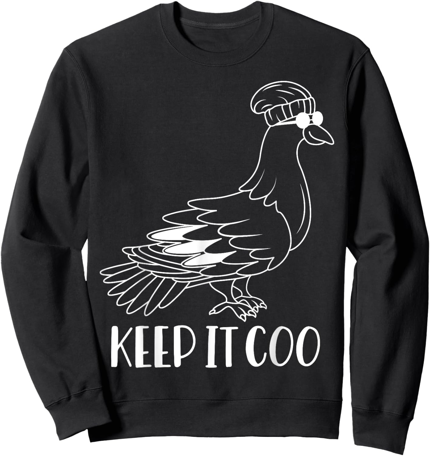 Hipster Pigeon - Keep it Coo Funny Cool Pigeon Sweatshirt - Sweatshirt | Black