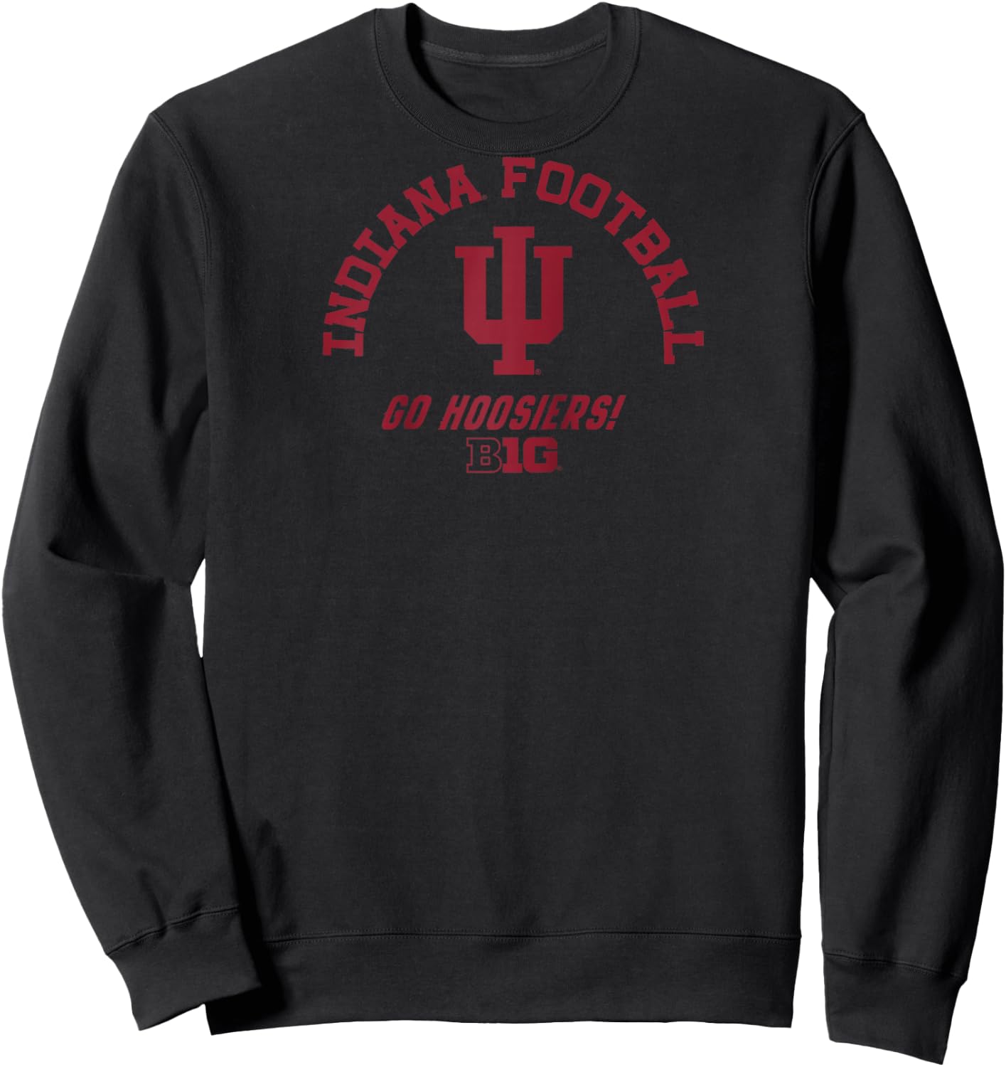 Indiana Hoosiers Big 10 Football Officially Licensed Raglan Baseball Sweatshirt - Sweatshirt | Black
