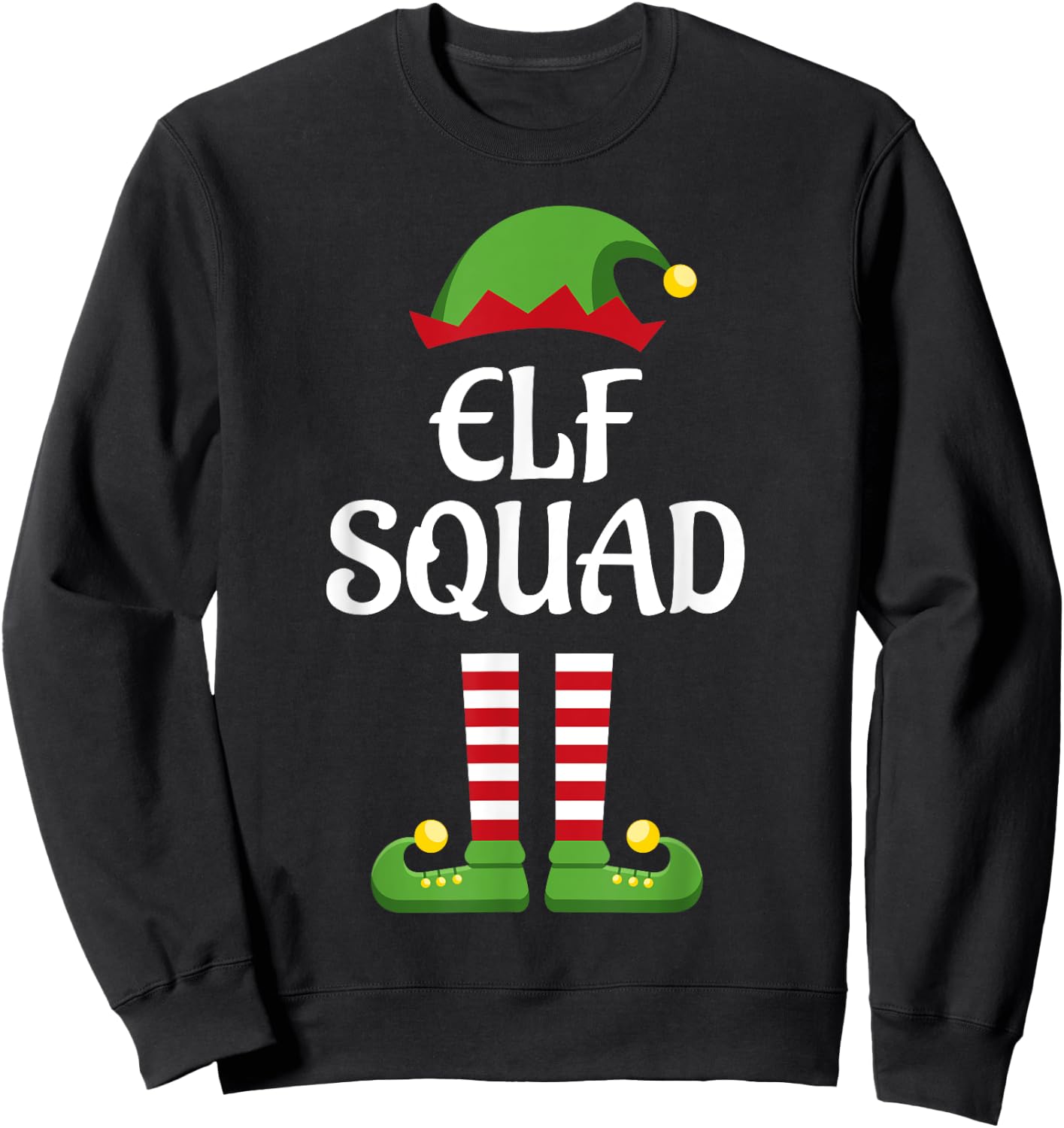 Elf Squad Family Matching Group Christmas Sweatshirt - Sweatshirt | Black