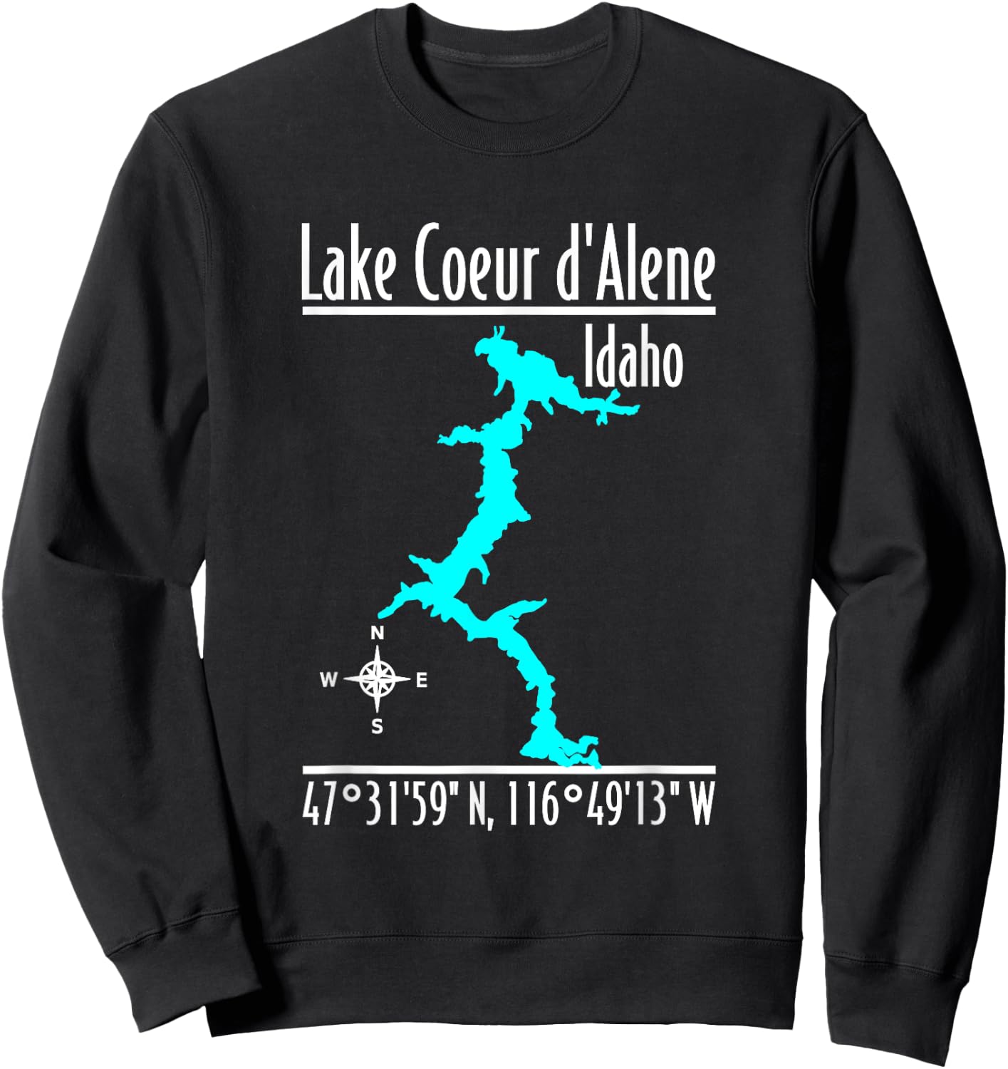 Modern Lake Coeur d'Alene - Idaho Sweatshirt - Sweatshirt | Black