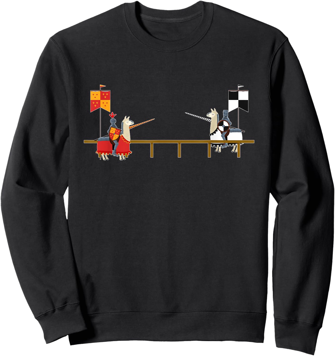 Llama Jousting - Funny Medieval Knight Lance Sweatshirt - Sweatshirt | Black