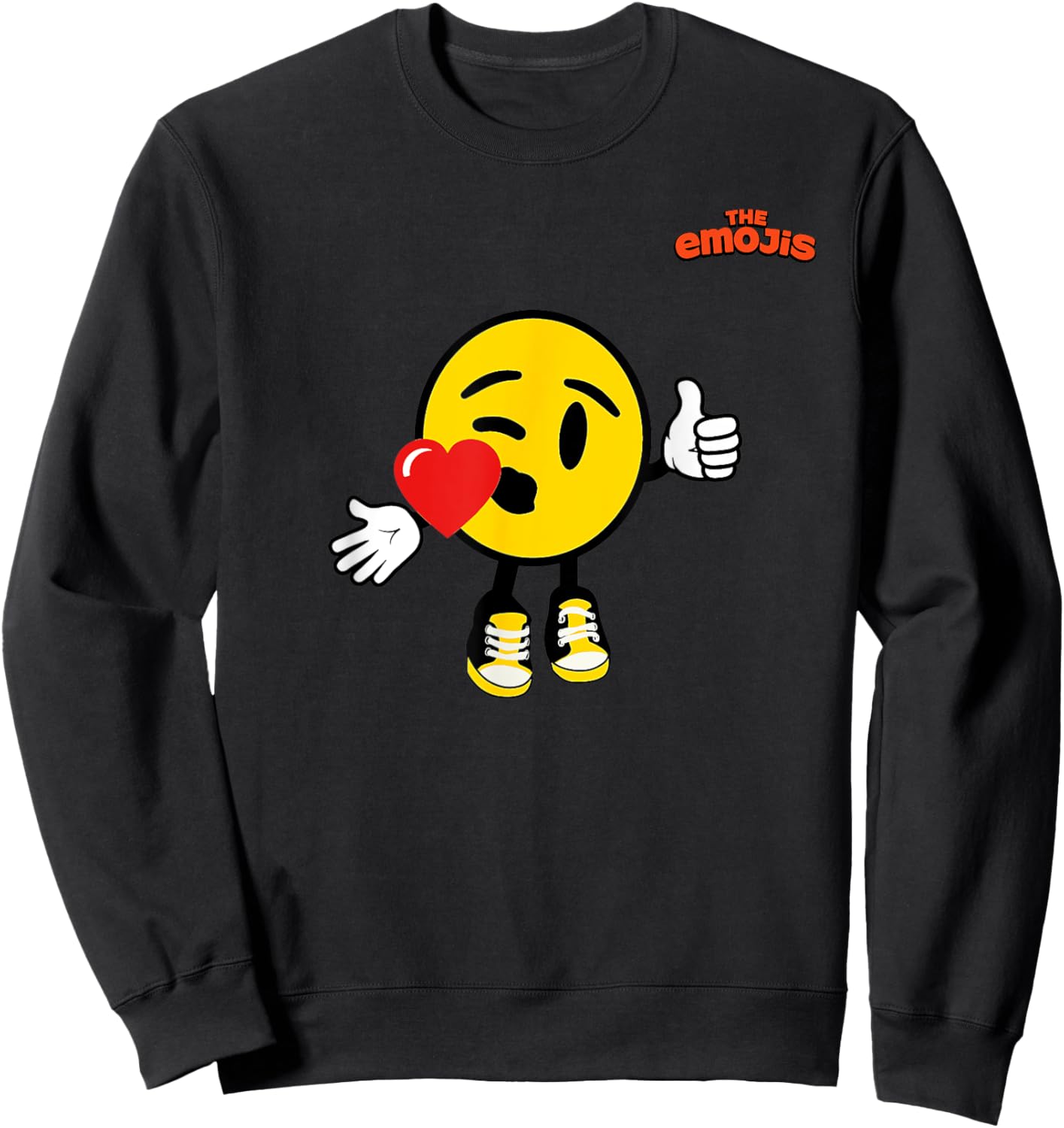 Emoji Kissing Heart Love Yellow Face Thumb Up Sweatshirt - Sweatshirt | Black