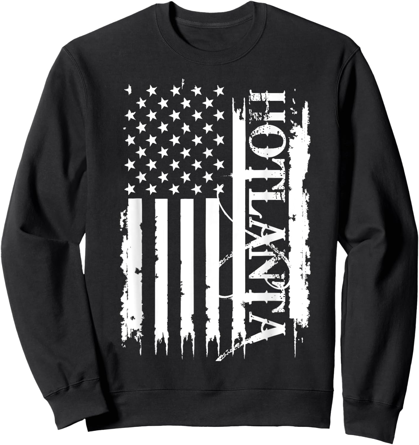 Hotlanta United States Distressed w US Flag Sweatshirt - Sweatshirt | Black