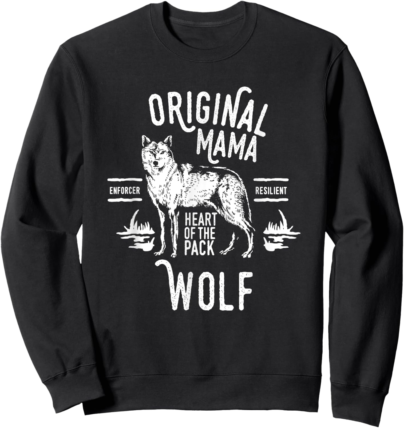 Original Mama Wolf, Heart of the Pack, Mother's Day Sweatshirt - Sweatshirt | Black