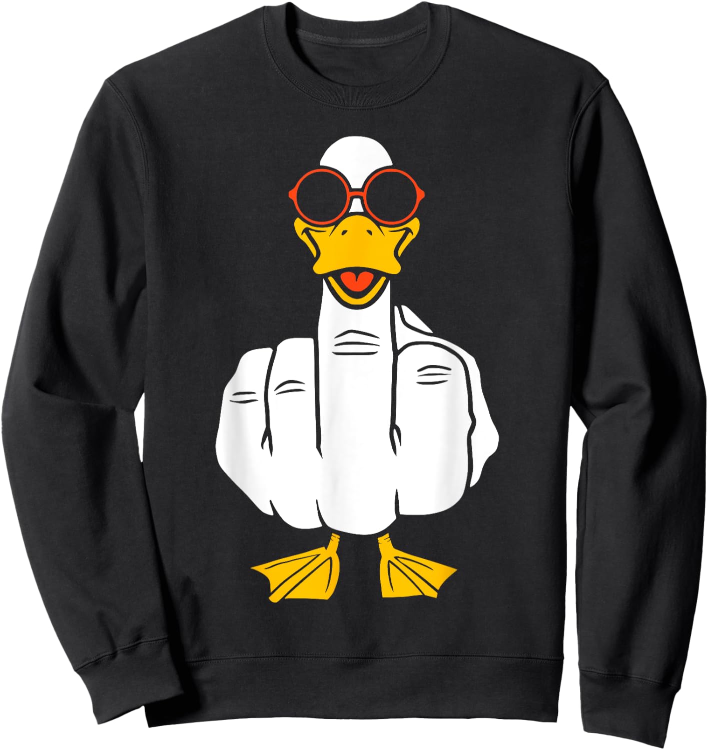 Middle Finger Funny Duck Inappropriate Rude Antisocial Sweatshirt - Sweatshirt | Black