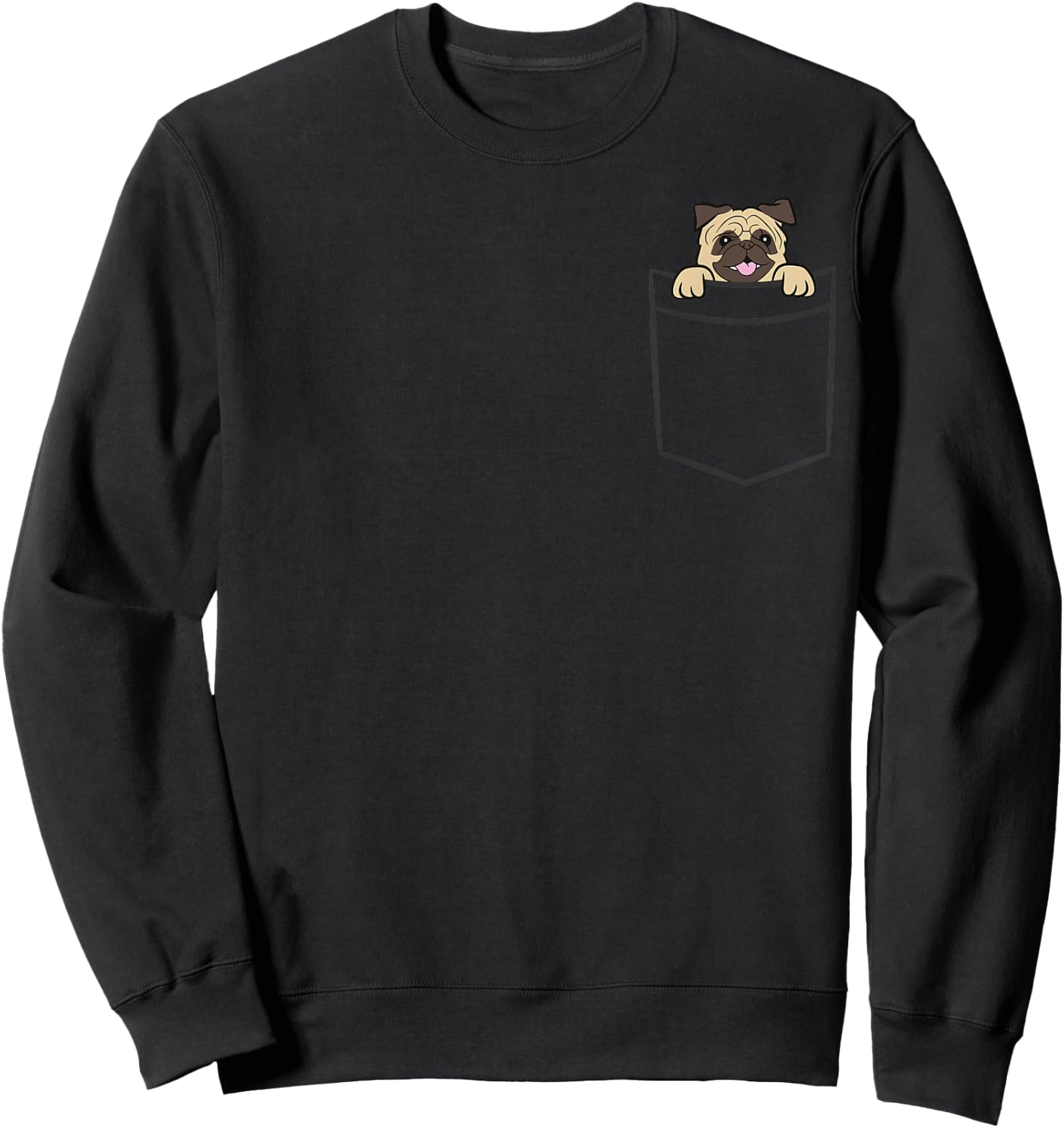 Pug Dog In The Pocket Cute Pug Sweatshirt - Sweatshirt | Black