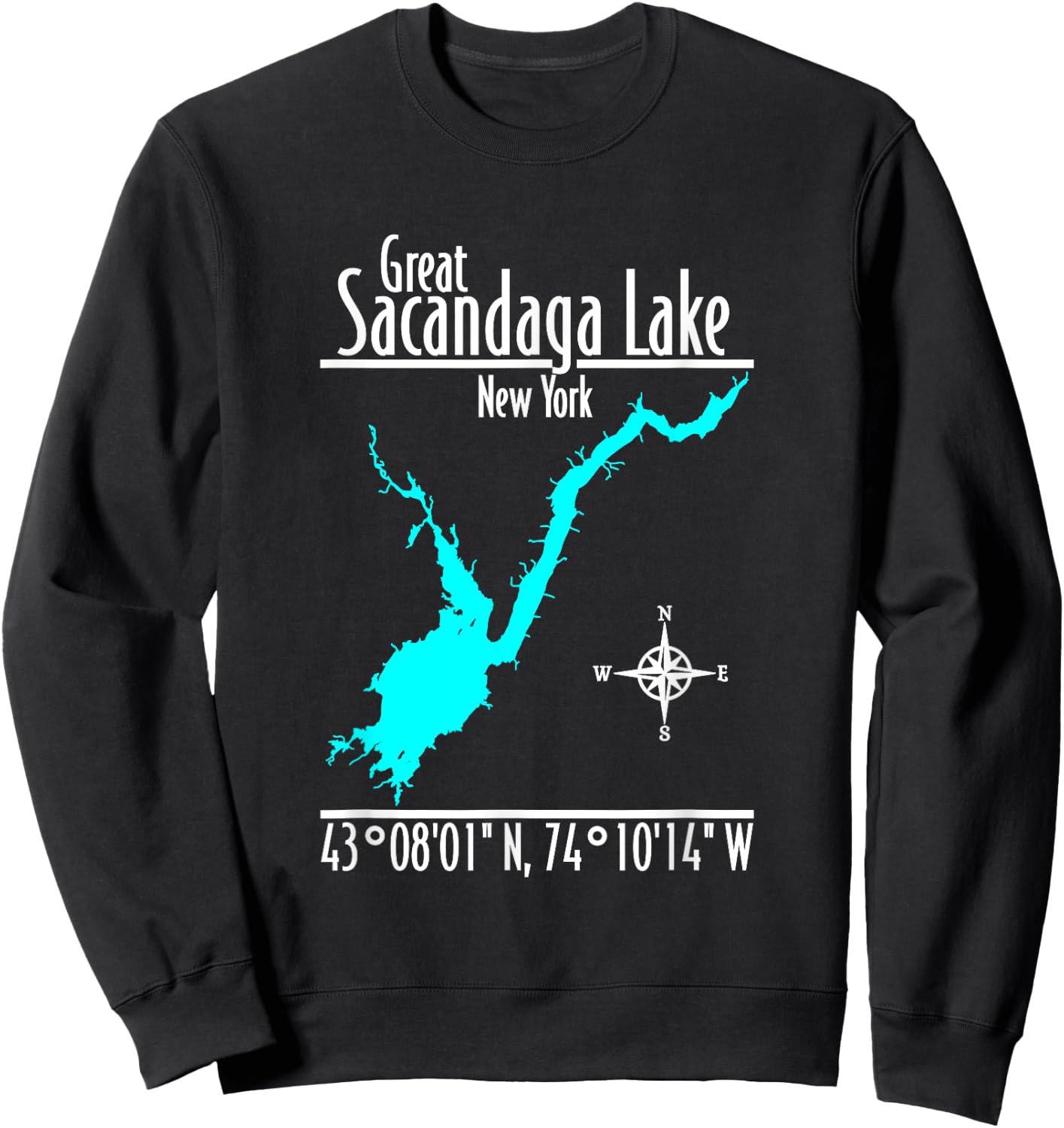 Modern Great Sacandaga Lake - New York Sweatshirt - Sweatshirt | Black