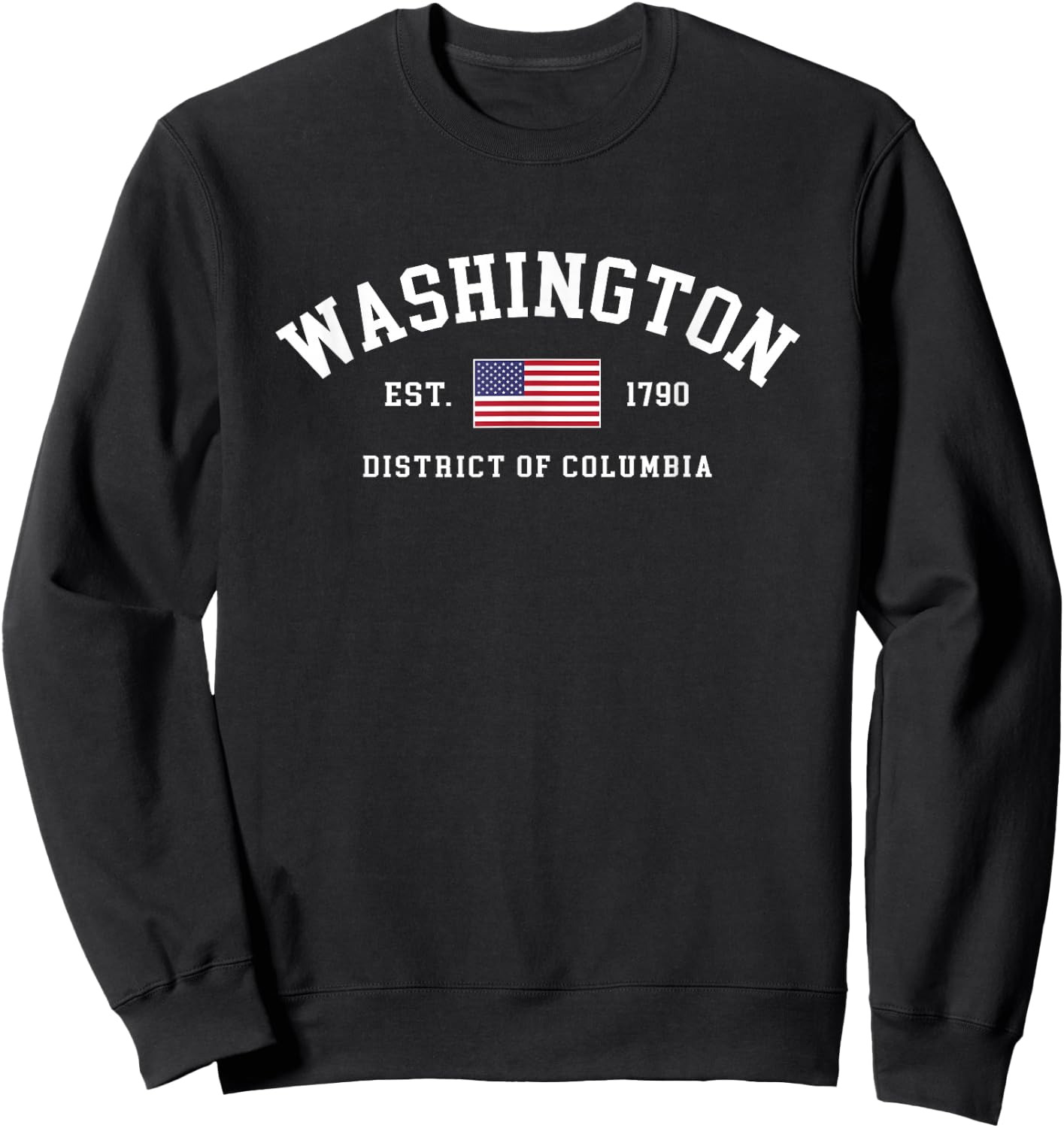Washington DC July 4th US Flag Retro Throwback Sweatshirt - Sweatshirt | Black