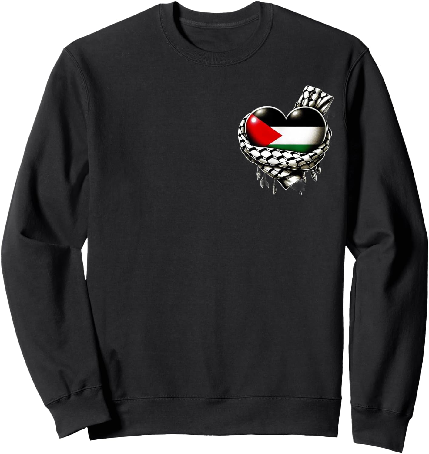 Palestine Heart Flag Palestinian Keffiyeh Palestine Sweatshirt - Sweatshirt | Black