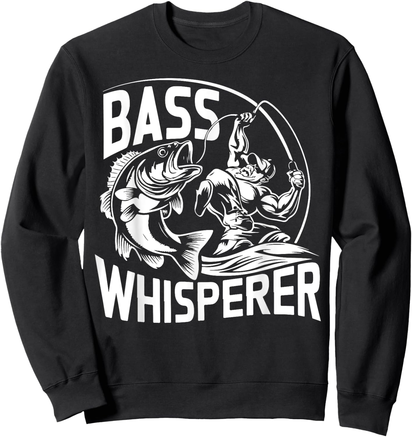 Bass Whisperer Bass Fishing Sweatshirt - Sweatshirt | Black