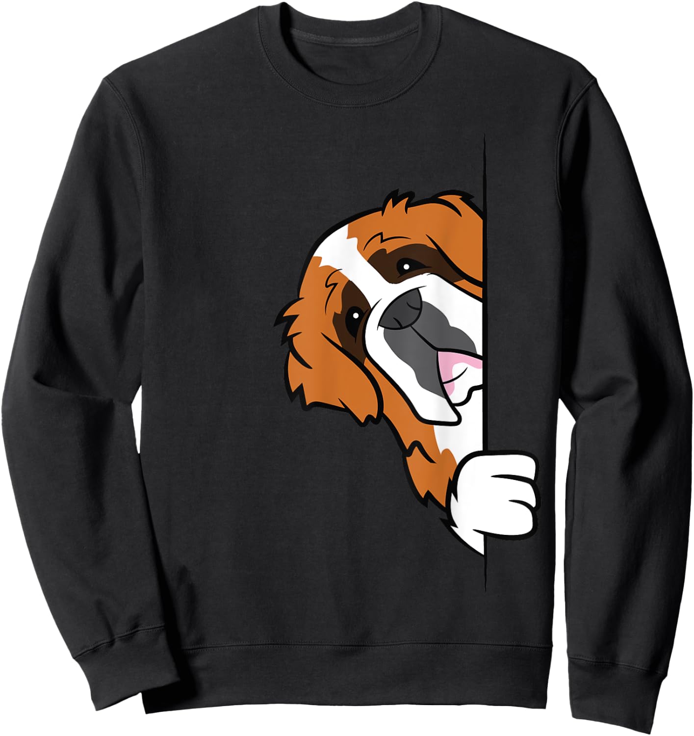 Cute Saint Bernard Dog Peeking From Side Funny Saint Bernard Sweatshirt - Sweatshirt | Black