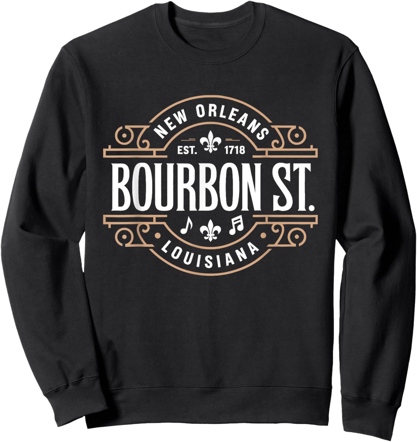 Bourbon Street New Orleans Music Est 1718 Vintage Sweatshirt - Sweatshirt | Black