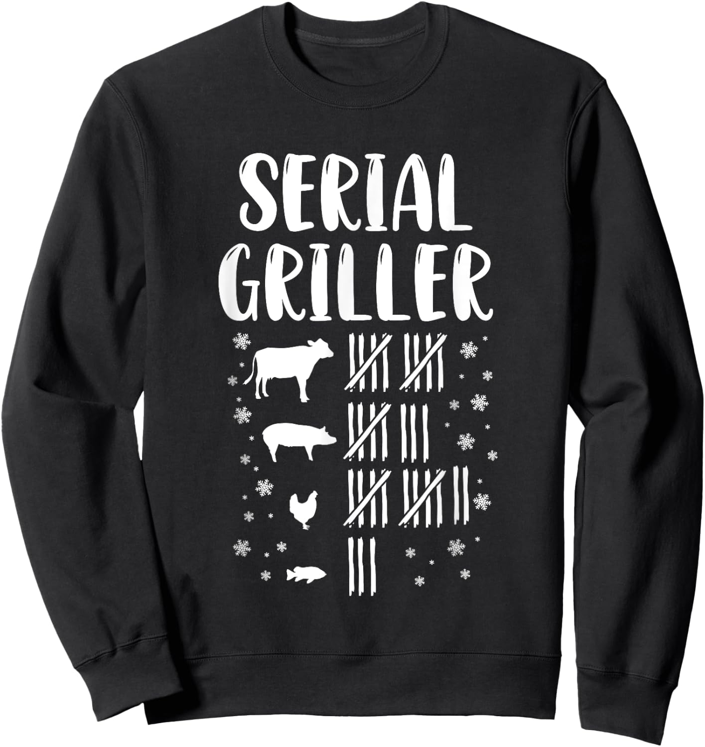 Serial Griller Christmas Pajama Funny BBQ Smoker Grill Chef Sweatshirt - Sweatshirt | Black