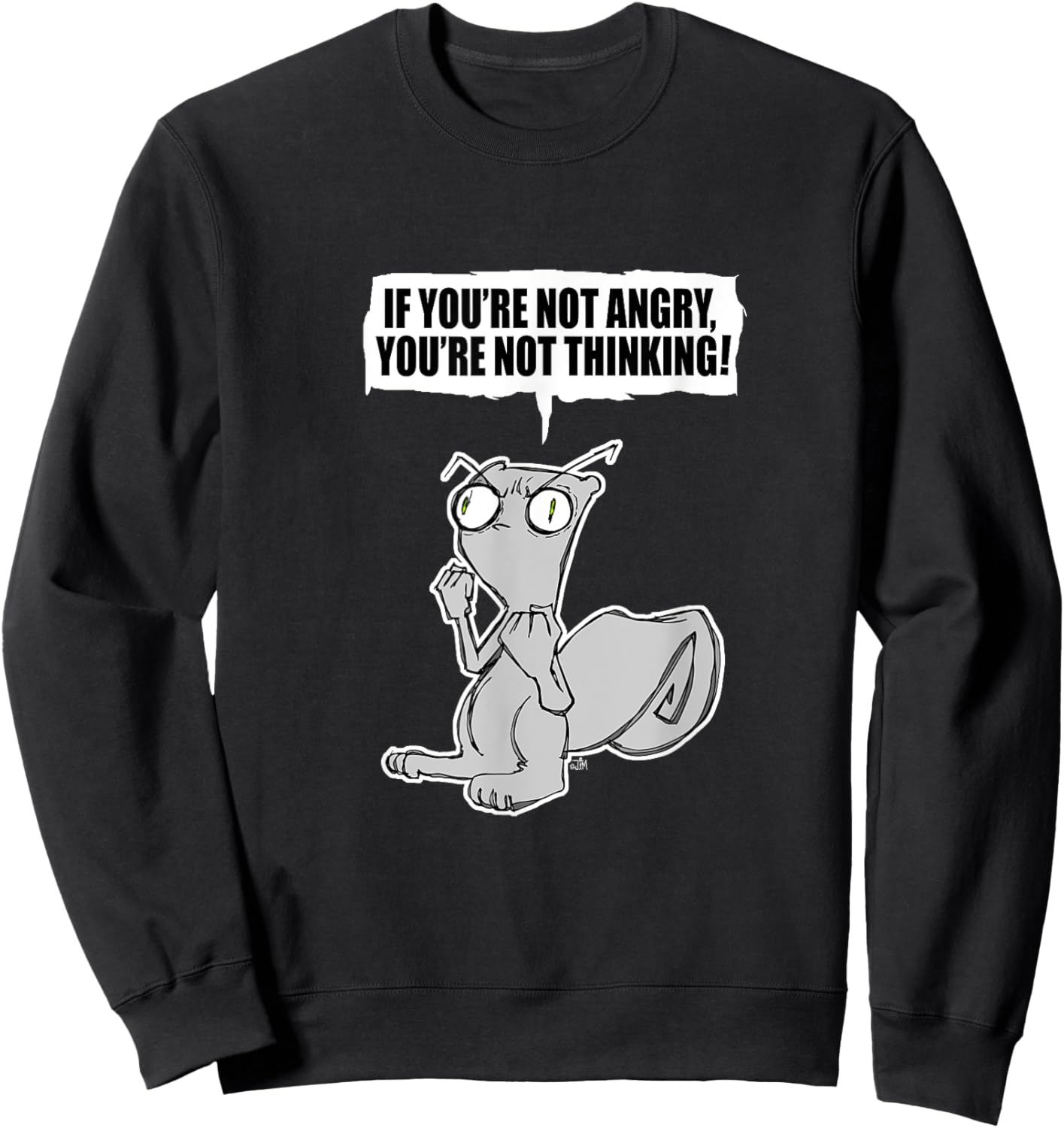 iLL WiLL PrEss, LLC If You're Not Angry... Foamy The Squirrel Black Cotton, Polyester Blend Modern Cartoon Sweatshirt - Sweatshirt | Black