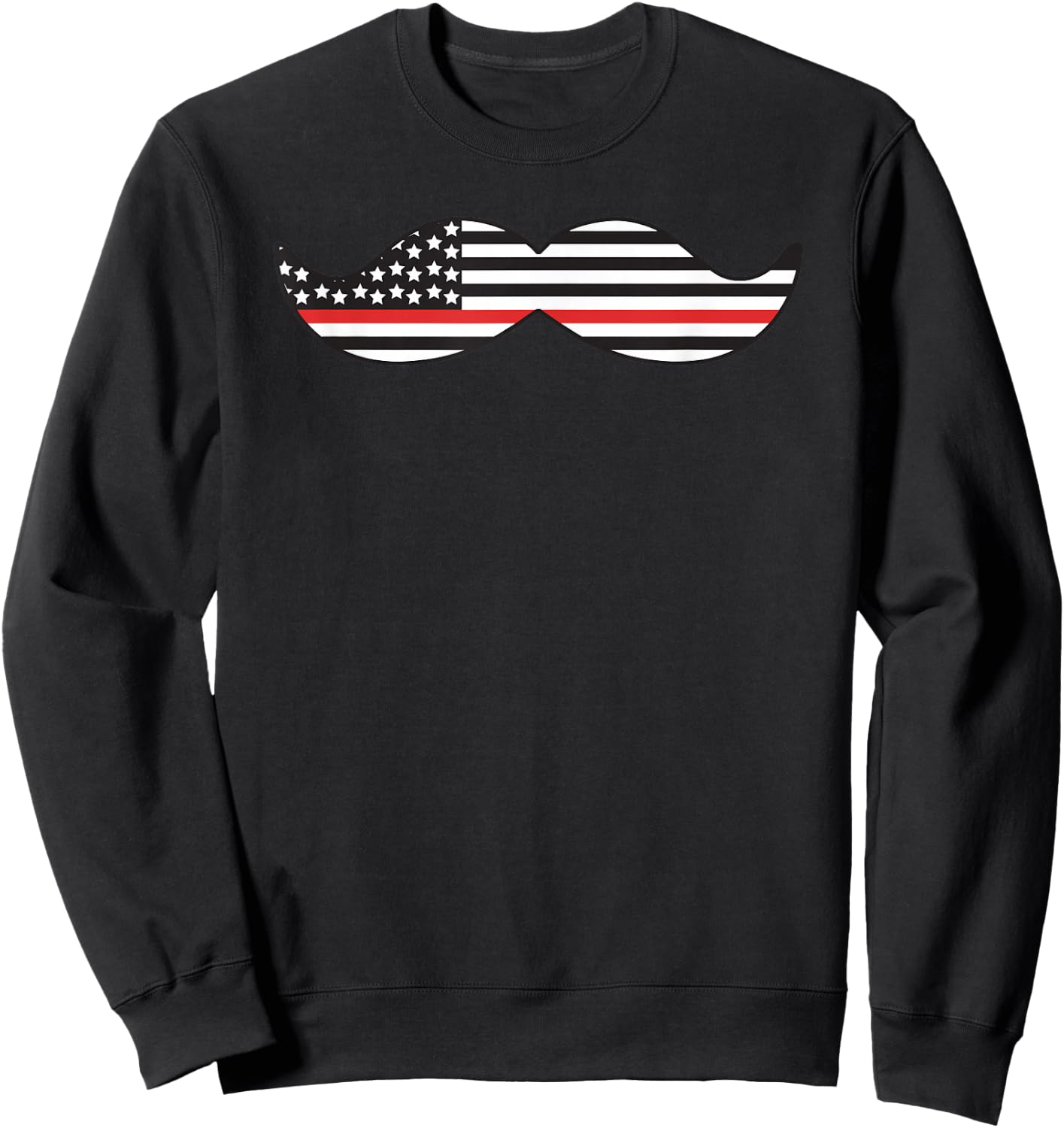 Thin Red Line Mustache Firefighters Sweatshirt - Sweatshirt | Black