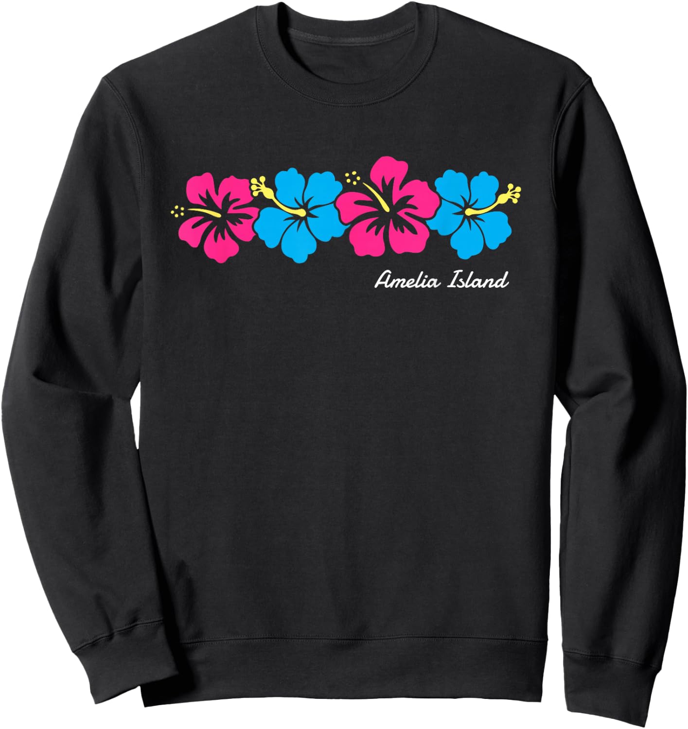 Amelia Island Florida Hibiscus Flower Girls Souvenir Sweatshirt - Sweatshirt | Black