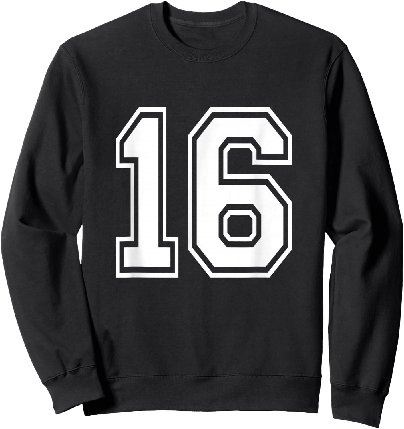 Number 16 Varsity Sports Team Jersey 16th Birthday 16 Years Sweatshirt - Sweatshirt | Black